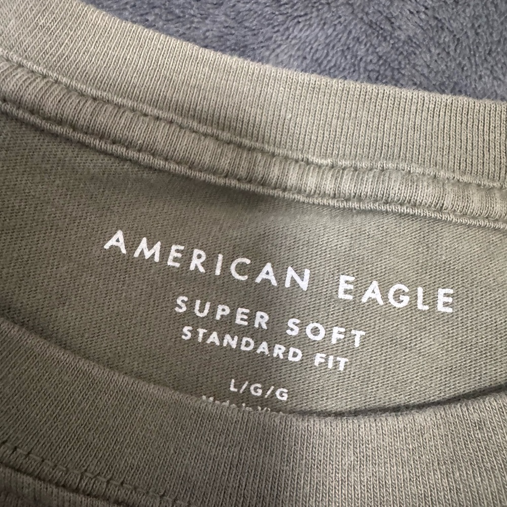 American Eagle Outfitters Olive Green Crew Neck T-shirt - Picture 6 of 8
